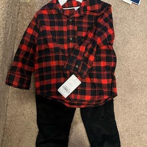 Carters Boys Red and Black Flannel 2 piece set